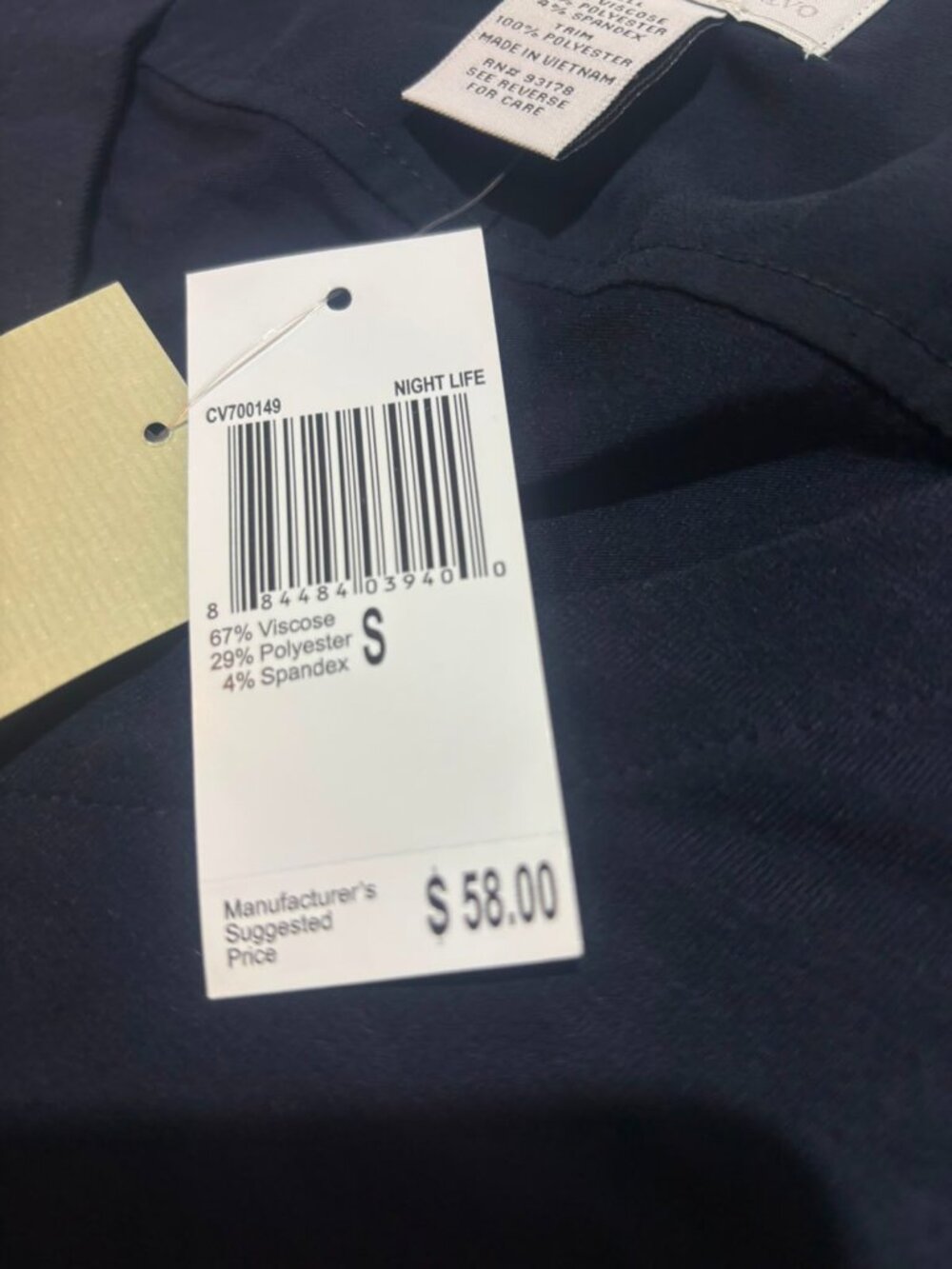 NWT Carmen Marc Valvo Navy V-Neck Button Blouse Size S - Picture 7 of 9